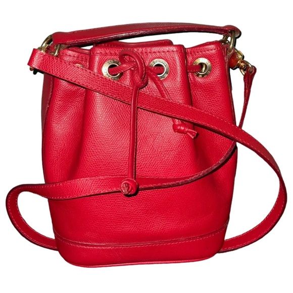 SOLD Etro Milano Mini Red Leather Bucket Drawstrings Crossbody Bag SKU:009 - Picture 2 of 16